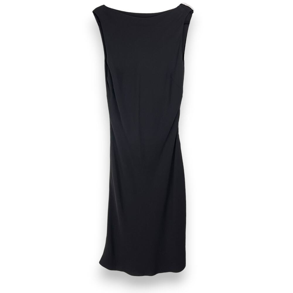 Vintage Ralph Lauren Collection Purple Label Size 12 Black Silk Sheath Dress